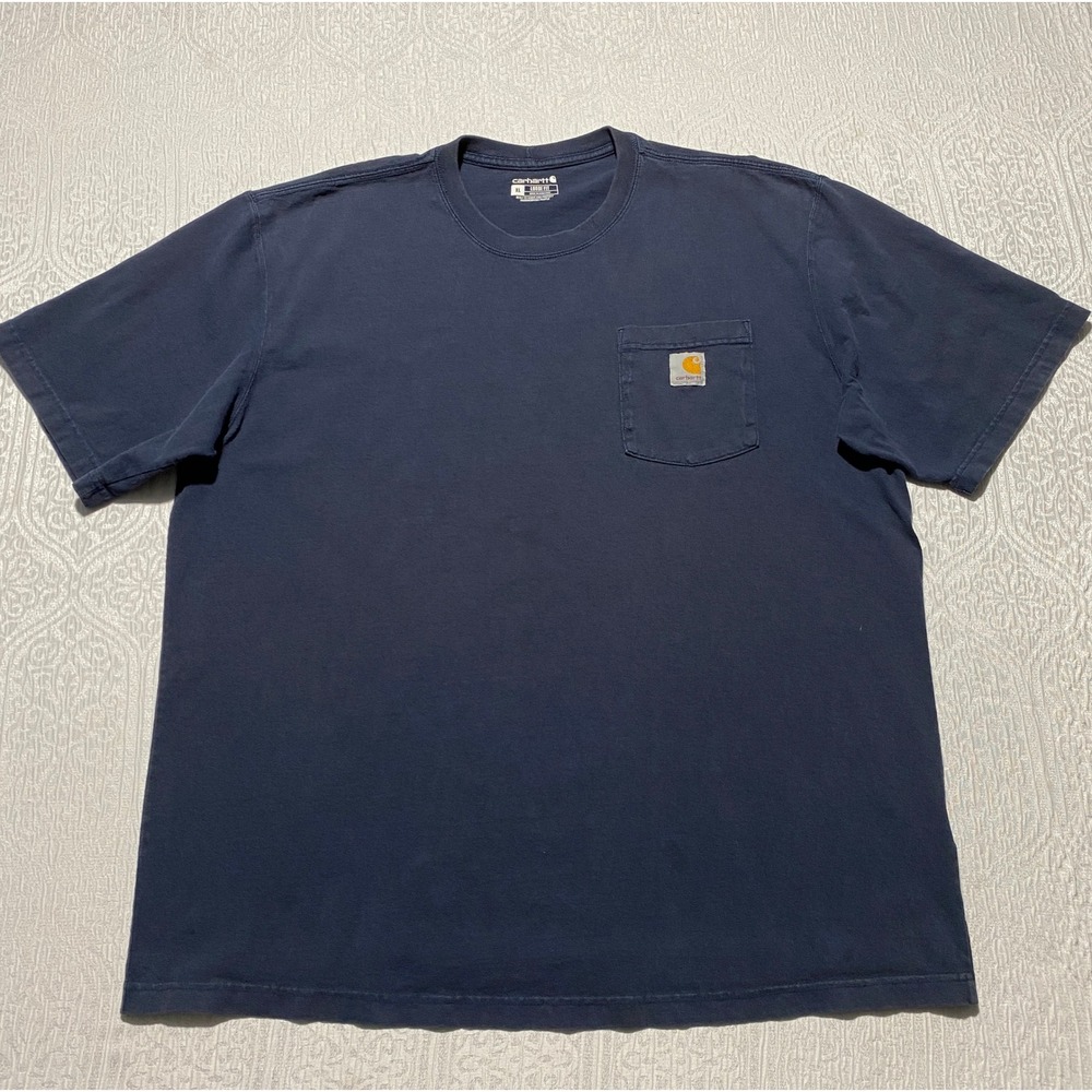 Carhartt Mens‎ K87 Navy Blue Loose Fit Workwear Pocket T-Shirt XL Short Sleeve